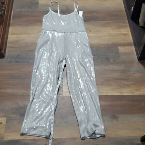 Ett:twa anthropologie pants suit cropped jumper sequined grey nwt